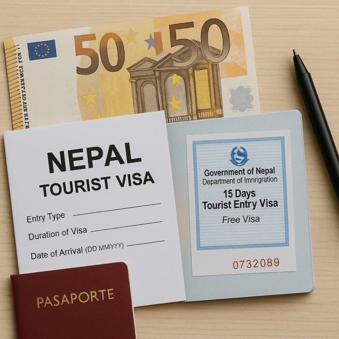 visado para Nepal con pasaporte europeo y documentación de entrada